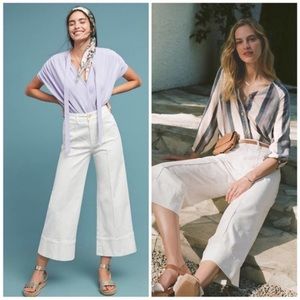 Anthropologie NWT  Pintuck Wide Leg Chino Pants High Waist Size 8, run large